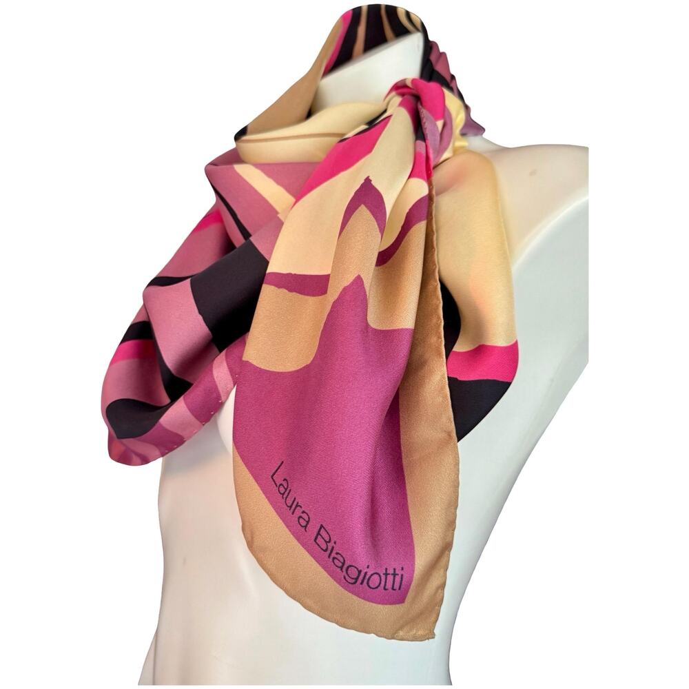 Rare Vintage Laura Biagiotti Silk Di Como Italian Scarf Abstract Print 34x34 - Picture 6 of 12